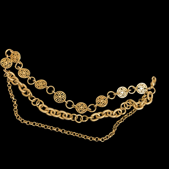 Unbranded Jewelry - Gold Tone Vintage TRIPLE STRAND Chain Link Bracelet